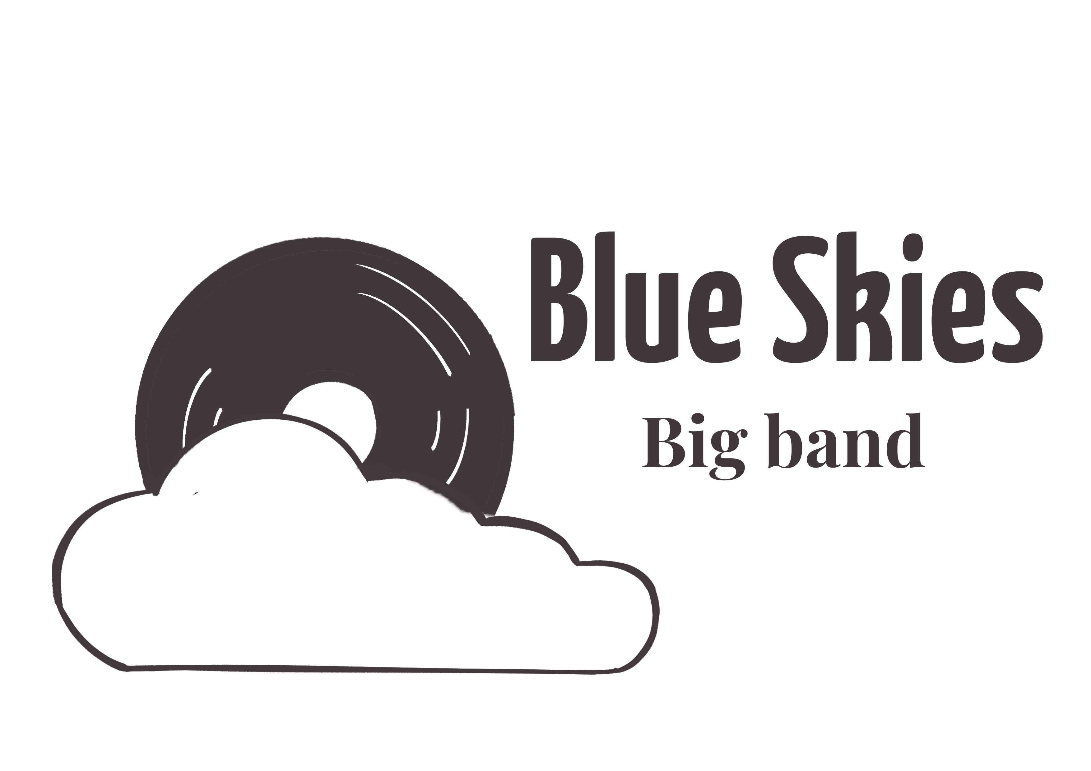 il logo della Blue Skies Big Band: un sole a forma di disco nascosto da una nuvola